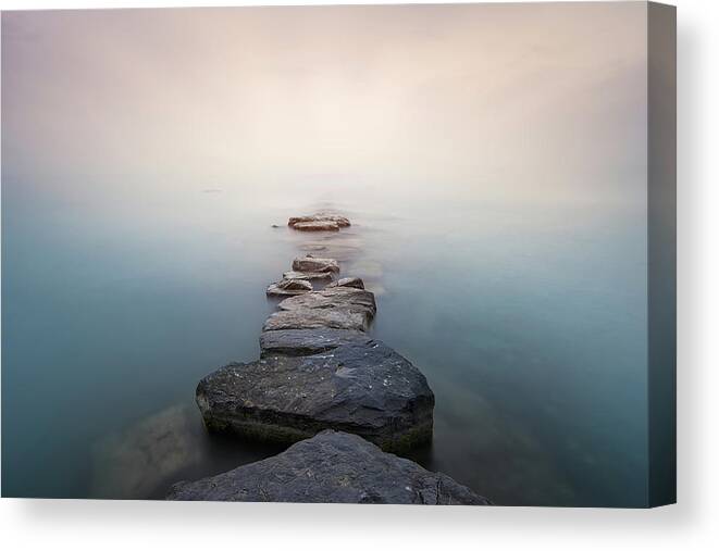 Fog Canvas Print featuring the photograph Stones by Joaquin Guerola