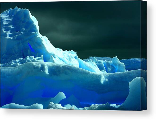 Iceberg Canvas Print featuring the photograph Stormy Icebergs by Amanda Stadther