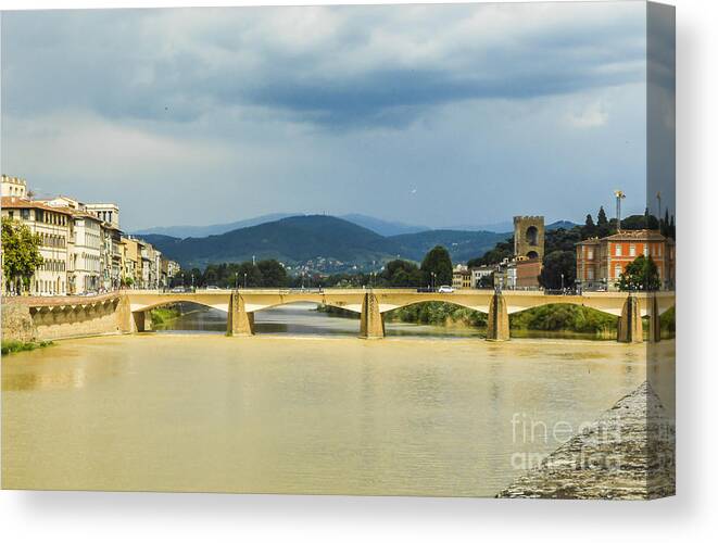 Italy Canvas Print featuring the photograph Stormy Ponte Alle Grazie by Elizabeth M