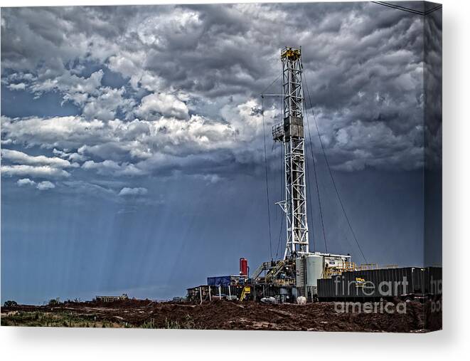Drilling Rigs Canvas Print featuring the photograph Stormy Rig by Jim McCain