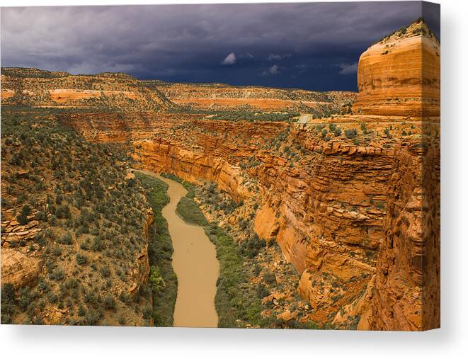 Stormy Sky Canvas Print featuring the photograph Stormy Sky Red Canyon by Kim Baker