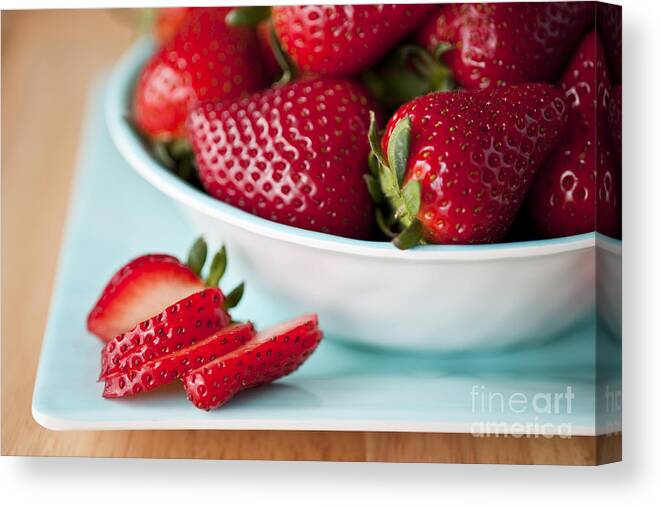 Abundance Canvas Print featuring the photograph Strawberries In A Bowl On Counter by Jim Corwin