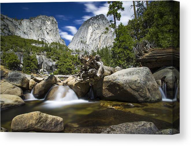 Yosemite Canvas Print featuring the photograph Stream above Vernal Falls by Mike Lee
