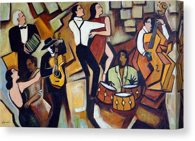 Tango Canvas Print featuring the painting Suenos de Tango by Valerie Vescovi