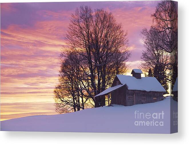 Winter Canvas Print featuring the photograph Sugarhouse Twilight by Alan L Graham