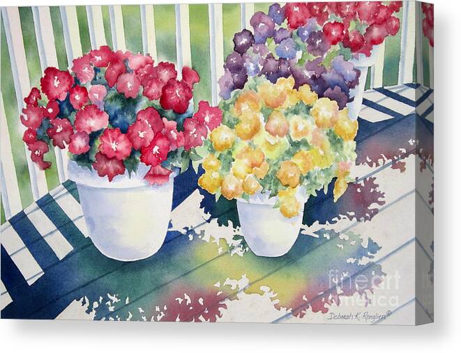 Floral Canvas Print featuring the painting Summer Shadows by Deborah Ronglien