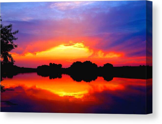 Sunset Canvas Print featuring the photograph Summer Sunset by Lynn Hopwood