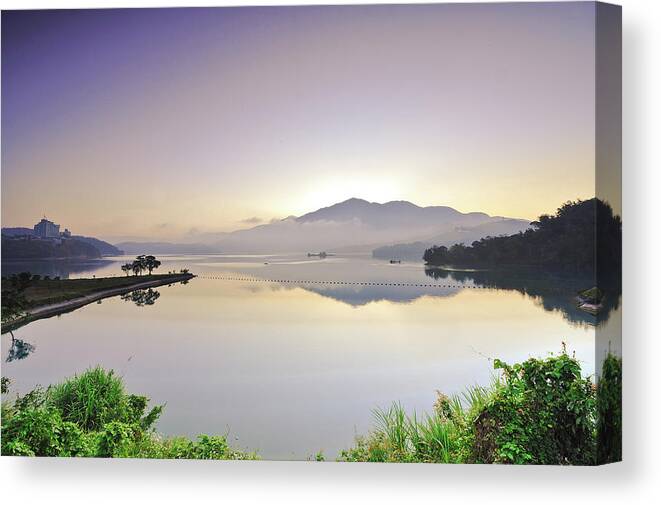 Scenics Canvas Print featuring the photograph Sun Moon Lake Twilight by Moson Kuo