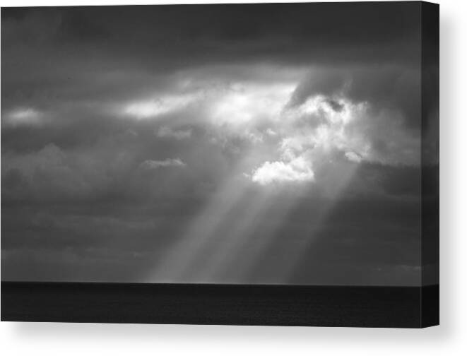Sea Canvas Print featuring the photograph Sunbeam on the sea by Dutourdumonde Photography
