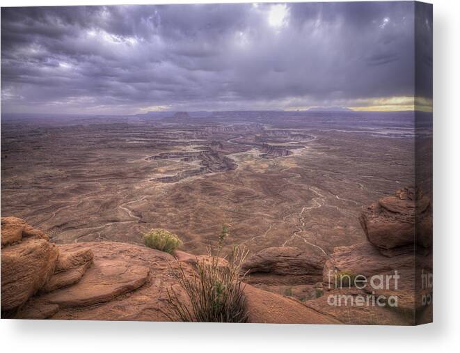 Color Landscape Photography Canvas Print featuring the photograph Sundown at Green River by David Waldrop
