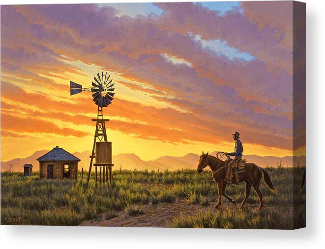 Landscape Canvas Print featuring the painting Sundowner by Paul Krapf