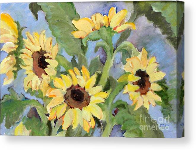 Floral Canvas Print featuring the painting Sunflowers by Mafalda Cento