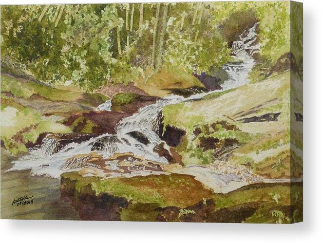 Roaring Fork Falls Canvas Print featuring the painting Sunlight Rocks and Water II by Joel Deutsch
