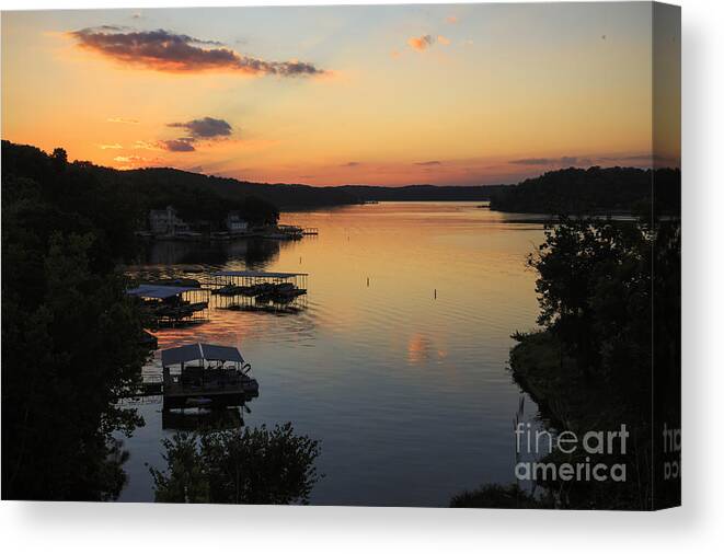 Ha Ha Tonka Canvas Print featuring the photograph Sunrise at Lake of the Ozarks by Dennis Hedberg