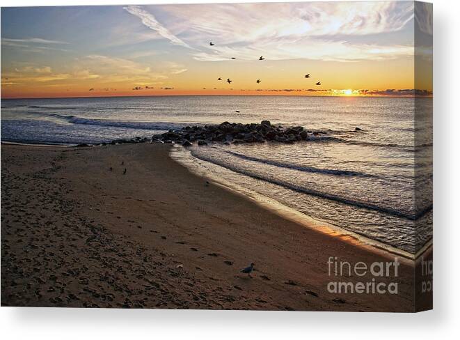 Sunrise Canvas Print featuring the photograph Sunrise in Ocean Grove by Debra Fedchin
