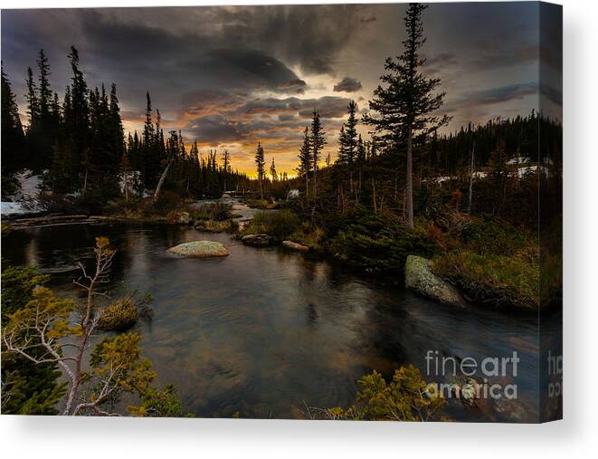 Landscape Canvas Print featuring the photograph Sunrise in the Indian Peaks by Steven Reed