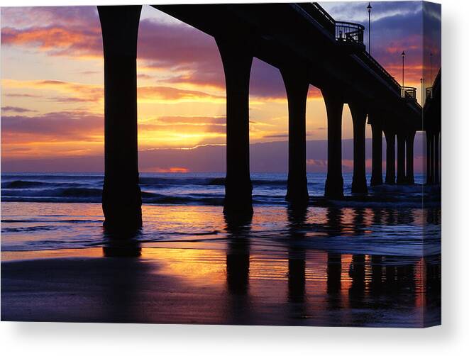 New Zealand Canvas Print featuring the photograph Sunrise New Brighton Pier NZ by Maggie Mccall