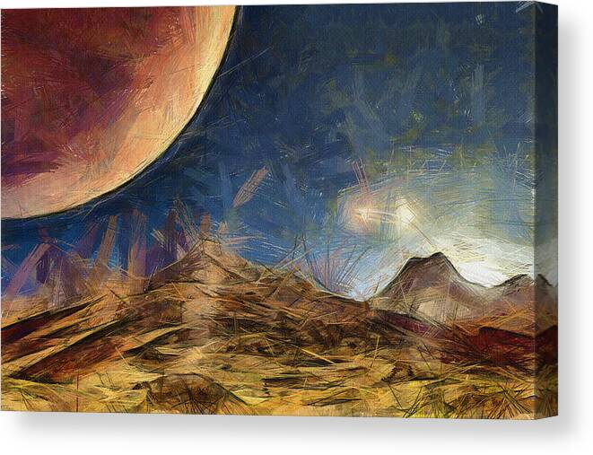 Space Canvas Print featuring the painting Sunrise on Space by Inspirowl Design