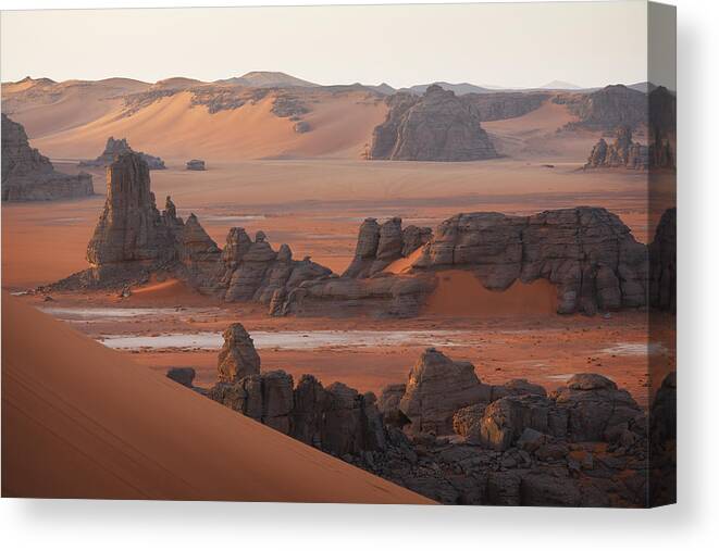 Desert Canvas Print featuring the photograph Sunrise on the Sahara by Dominique Dubied