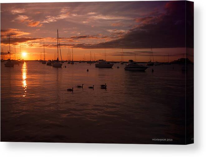 Sunrise Canvas Print featuring the photograph Sunrise over Lake Michigan by Miguel Winterpacht