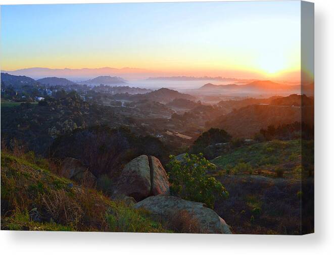 Sunrise Canvas Print featuring the photograph Sunrise Over San Fernando Valley by Glenn McCarthy Art and Photography