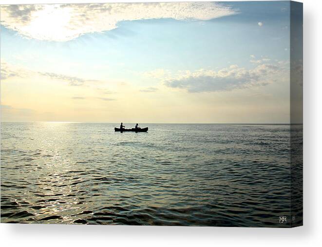 Canoe Canvas Print featuring the photograph Sunrise Paddle Around Blake Point by John Meader