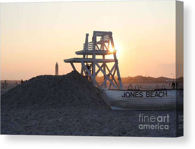 Sunset At Jones Beach Canvas Print featuring the photograph Sunset at Jones Beach by John Telfer