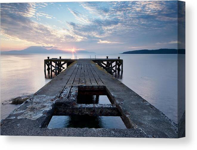 Landscape Canvas Print featuring the photograph Sunset at Portencross by Stephen Taylor