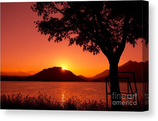 Sunset At The Lake Canvas Print featuring the photograph Sunset at the Lake by Beverly Claire Kaiya