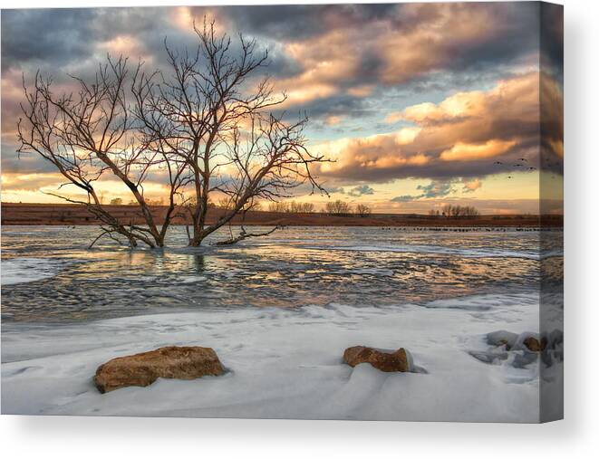 Sunset Canvas Print featuring the photograph Sunset at Walnut Lake by Nikolyn McDonald