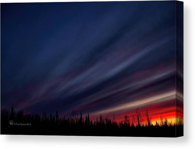Sunset Canvas Print featuring the photograph Sunset Dan Creek Alaska by Fred Denner