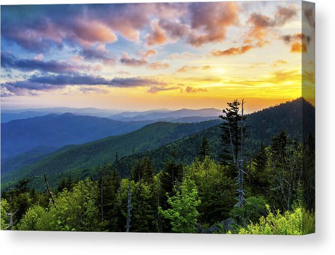 Clingmans Dome Canvas Print featuring the photograph Sunset from Clingmans dome by Anthony Heflin