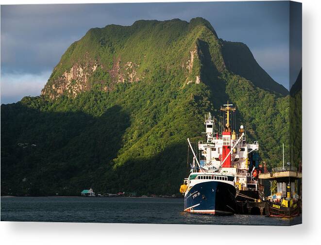 American Samoa Canvas Print featuring the photograph Sunset In Pago Pago Harbor, Tutuila by Michael Runkel