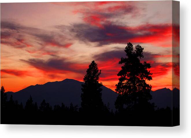 Sunset Canvas Print featuring the photograph Sunset in the Bitterroot Mountains by Ron Roberts