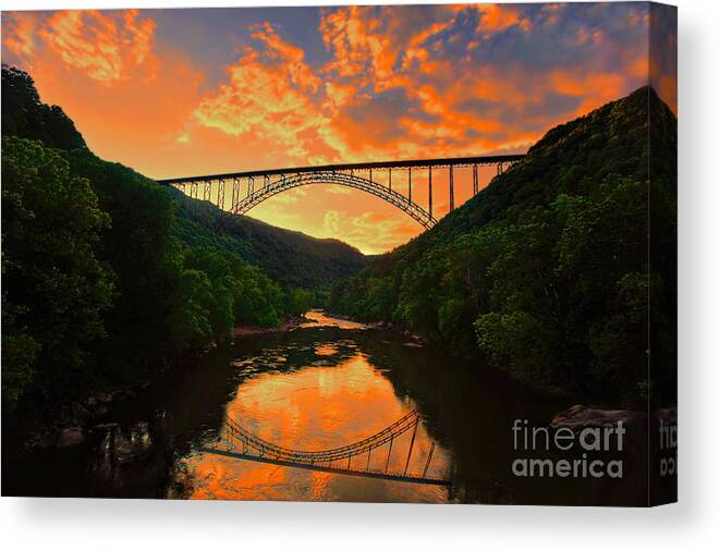 Sunset Canvas Print featuring the photograph Sunset New River Gorge by Dan Friend