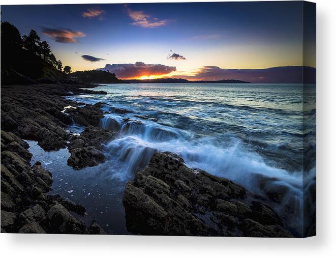 Ber Canvas Print featuring the photograph Sunset on Ber Beach Galicia Spain by Pablo Avanzini
