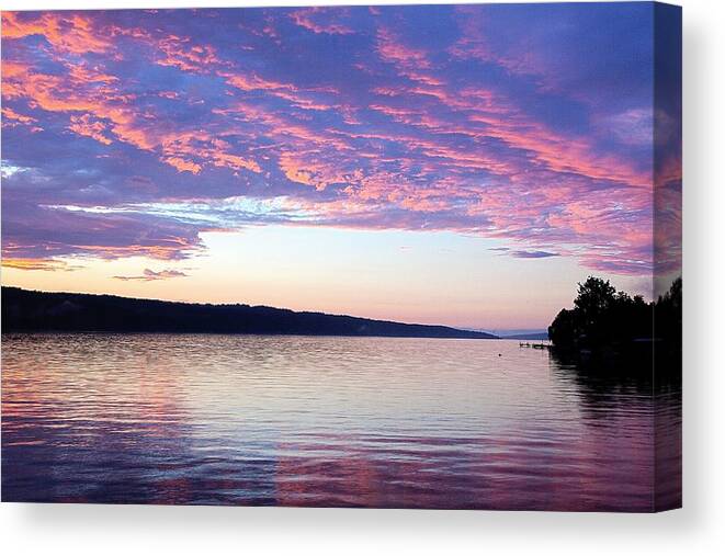 Ithaca Canvas Print featuring the photograph Sunset On Cayuga Lake Cornell Sailing Center Ithaca New York by Paul Ge