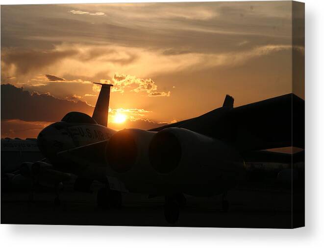 B-47 Canvas Print featuring the photograph Sunset on the cold war by David S Reynolds