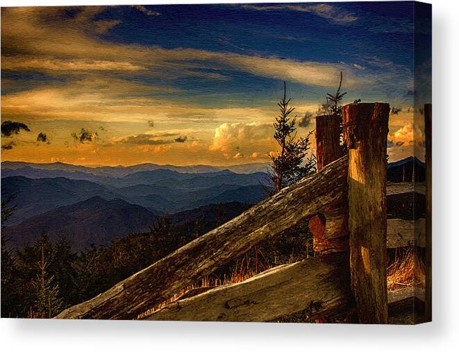 Sunset Canvas Print featuring the painting Sunset on Top of Mount Mitchell by John Haldane