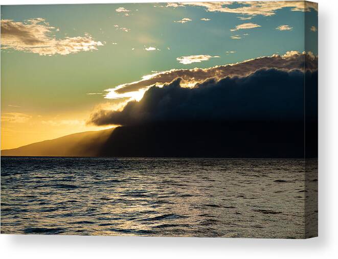 Hawaii Canvas Print featuring the photograph Sunset Over Lanai  by Lars Lentz