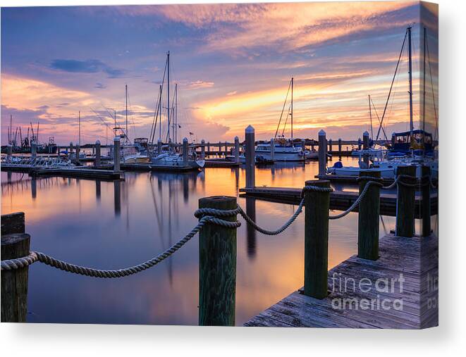 Sunset Canvas Print featuring the photograph Sunset over the Fernandina Beach Marina Amelia Island Florida by Dawna Moore Photography