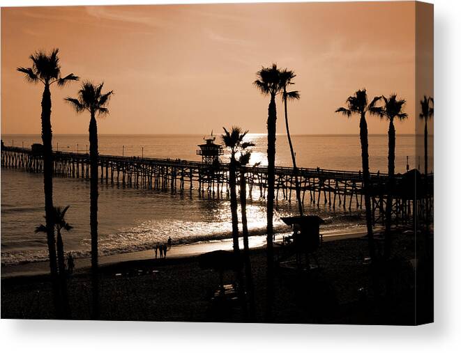 Sunset Over The Pacific Canvas Print featuring the photograph Sunset over the Pacific by Ann van Breemen