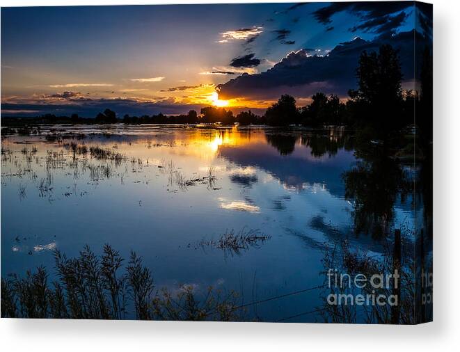 Nature Canvas Print featuring the photograph Sunset Reflections by Steven Reed