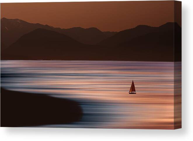 Orias Canvas Print featuring the photograph Sunset Sailing by David Orias