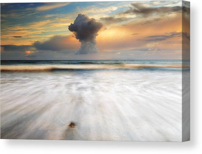 Sunset Canvas Print featuring the photograph Sunset Talisker bay by Grant Glendinning