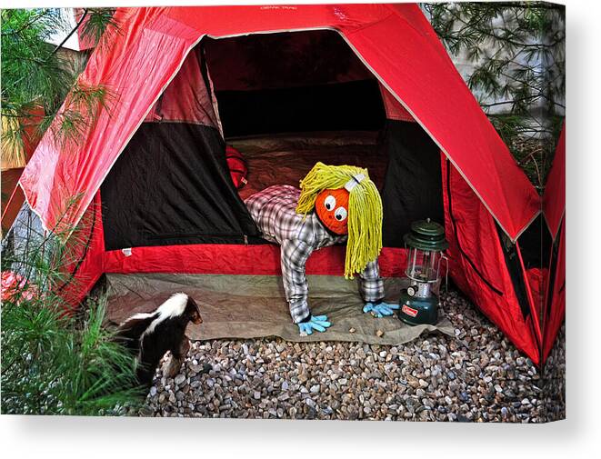 Camp Canvas Print featuring the photograph Surprise Visitor by Mike Martin