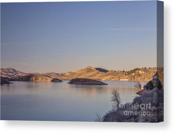 Colorado Canvas Print featuring the photograph Susnset Over Mountain Lake by Marek Uliasz