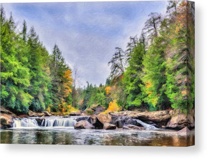 Swallow Falls Canvas Print featuring the photograph Swallow Falls Oil Painting by Patrick Wolf
