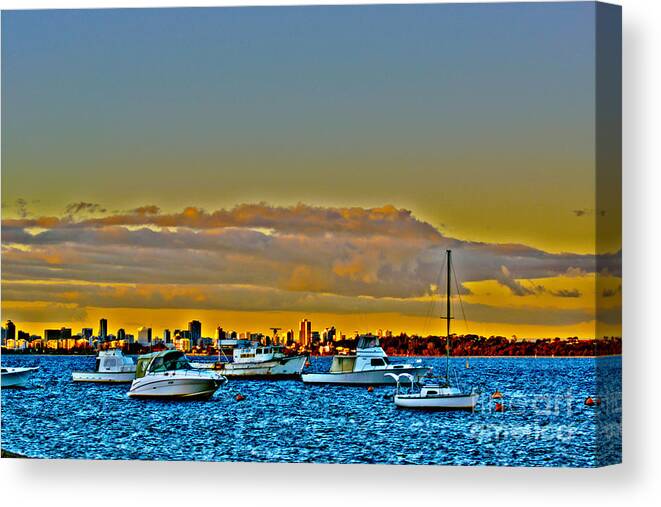Boats Canvas Print featuring the photograph Swan River I by Cassandra Buckley