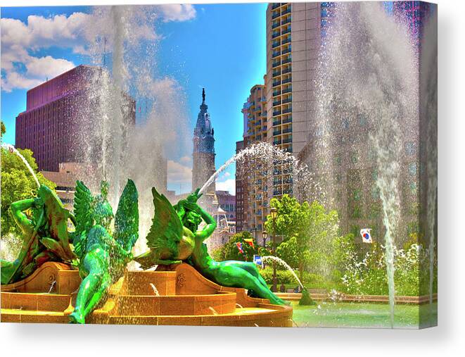 Circle Canvas Print featuring the photograph Swann Memorial Fountain - HDR by Lou Ford